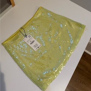 Zara Yellow Sequin Skirt